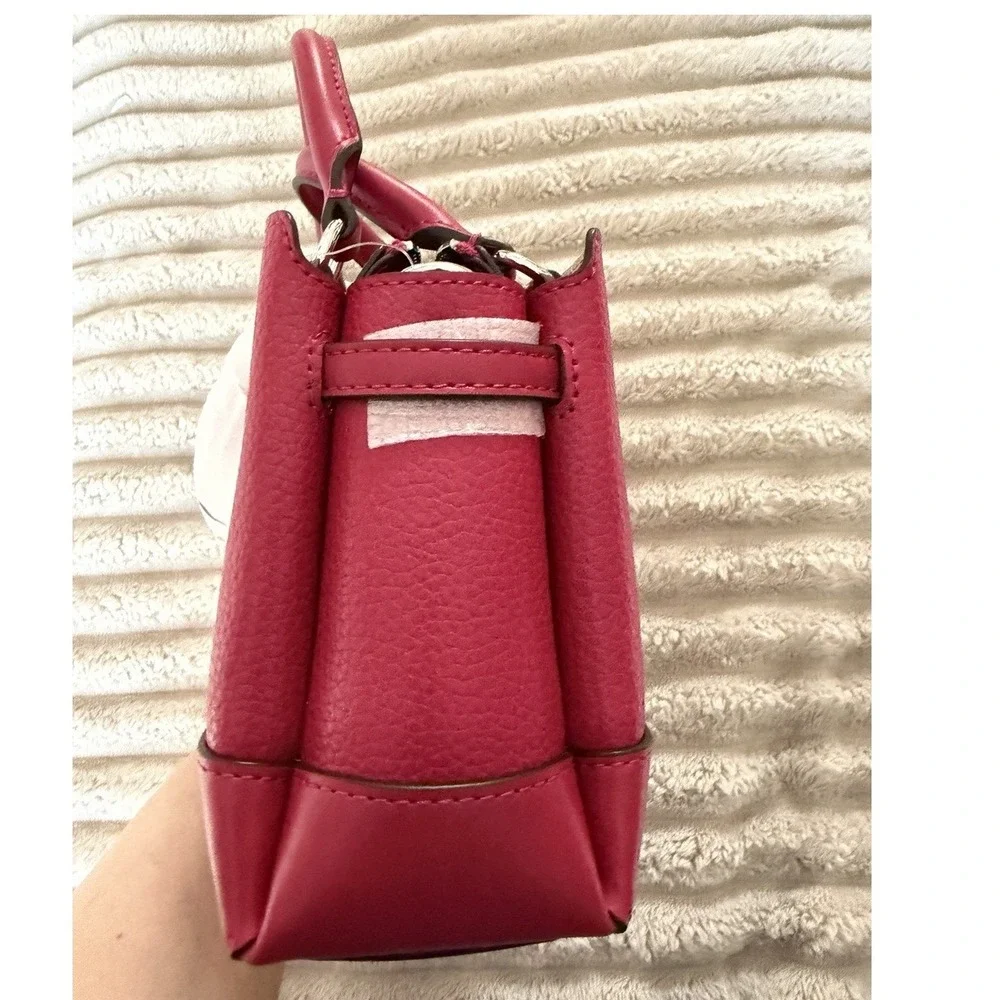 Michael Kors Reed XS Satchel Dark Raspberry Pebbled Leather Crossbody 35F4S6RC0T